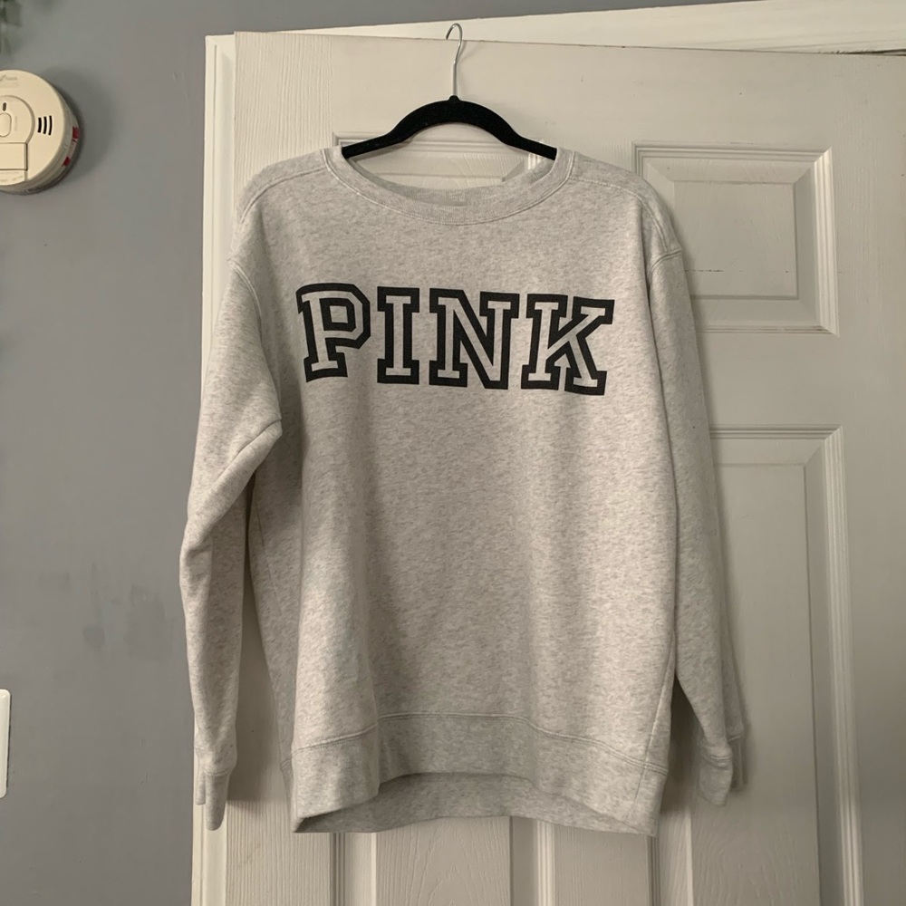 PINK gray crewneck